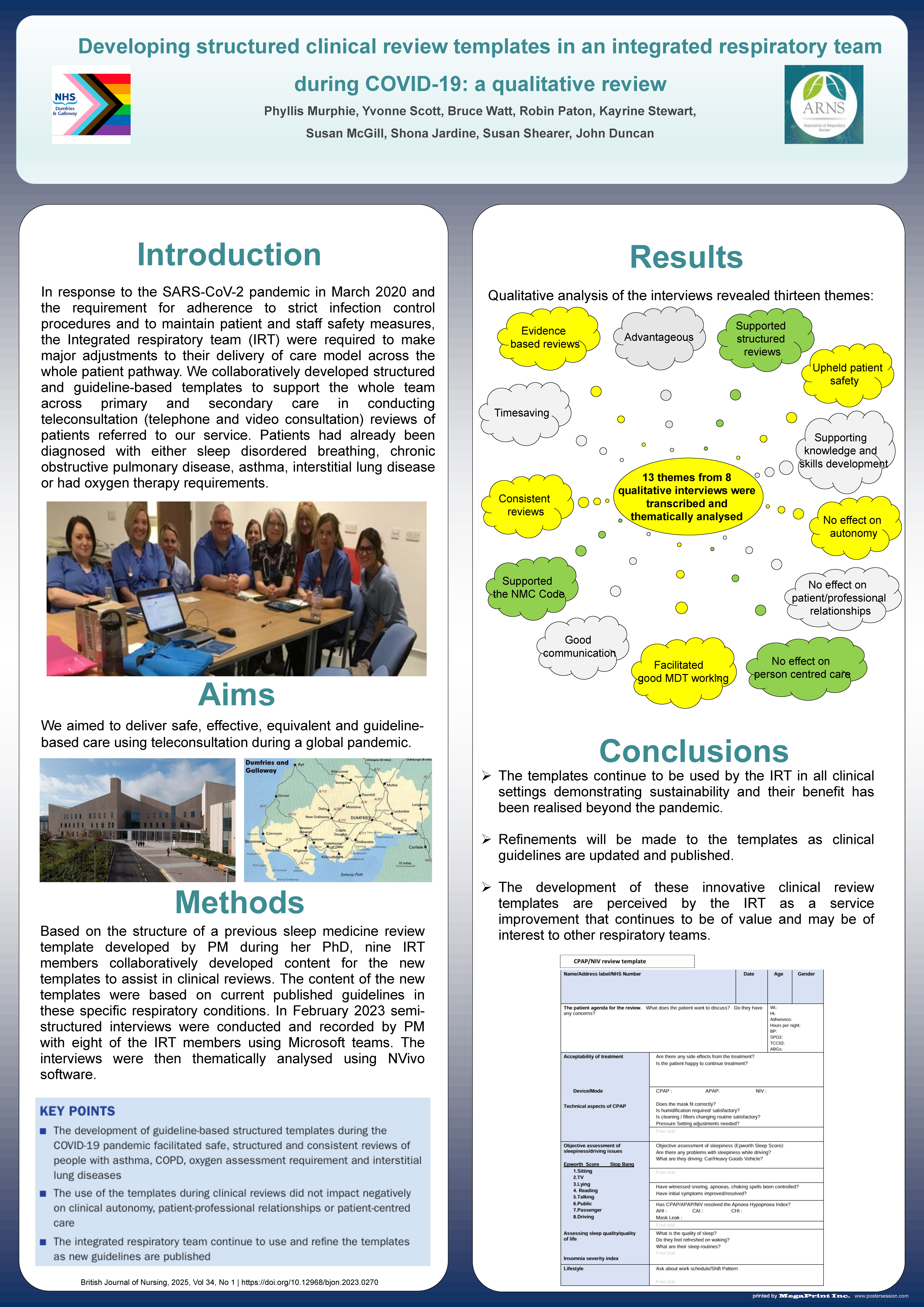 Abstract poster - Developing structured clinical review templates in an integrated respiratory team during COVID-19: a qualitative review. (ID 652)