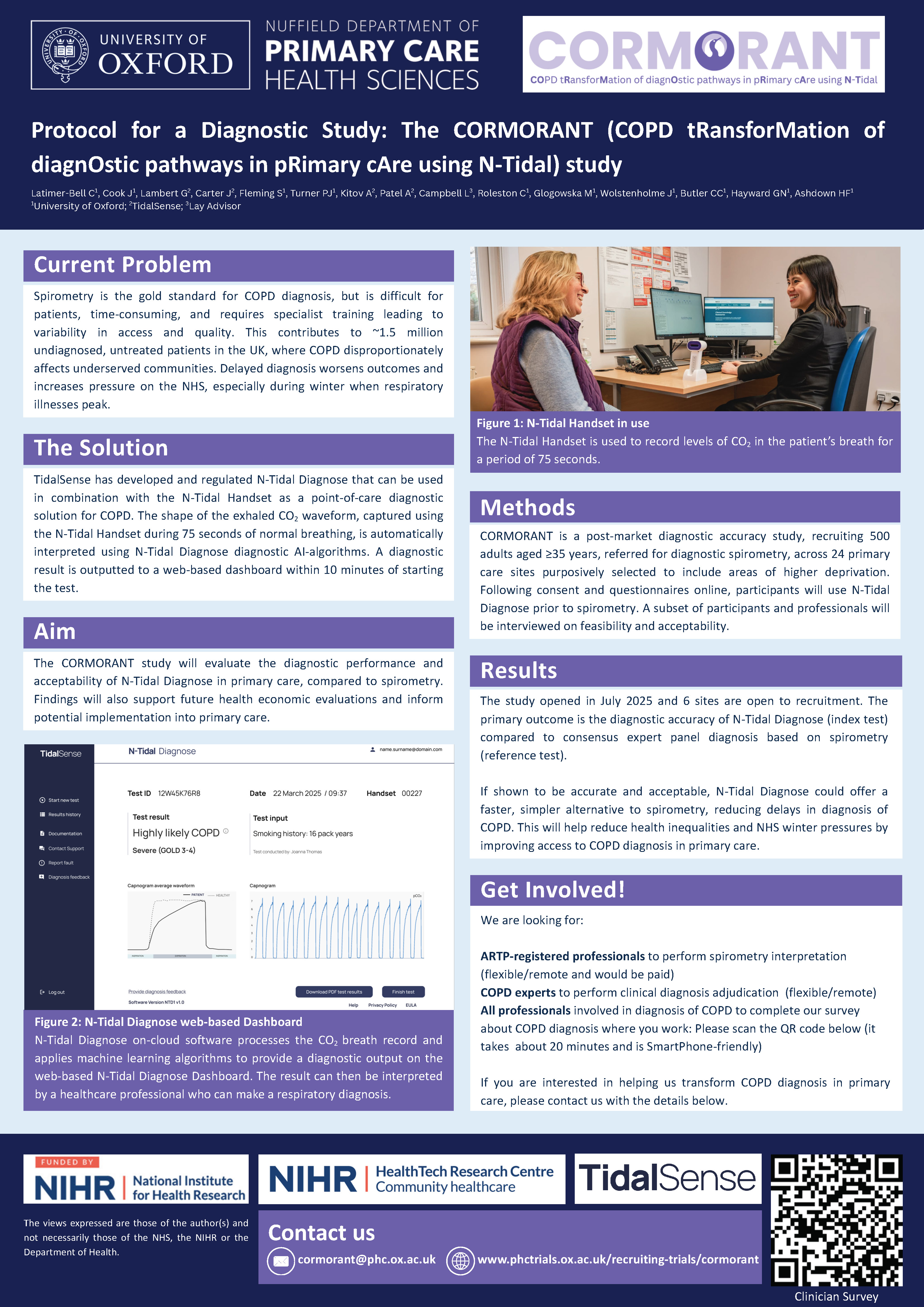 Abstract poster - Protocol for a Diagnostic Study: The CORMORANT (COPD tRansforMation of diagnOstic pathways in pRimary cAre using N-Tidal®) study (ID 659)