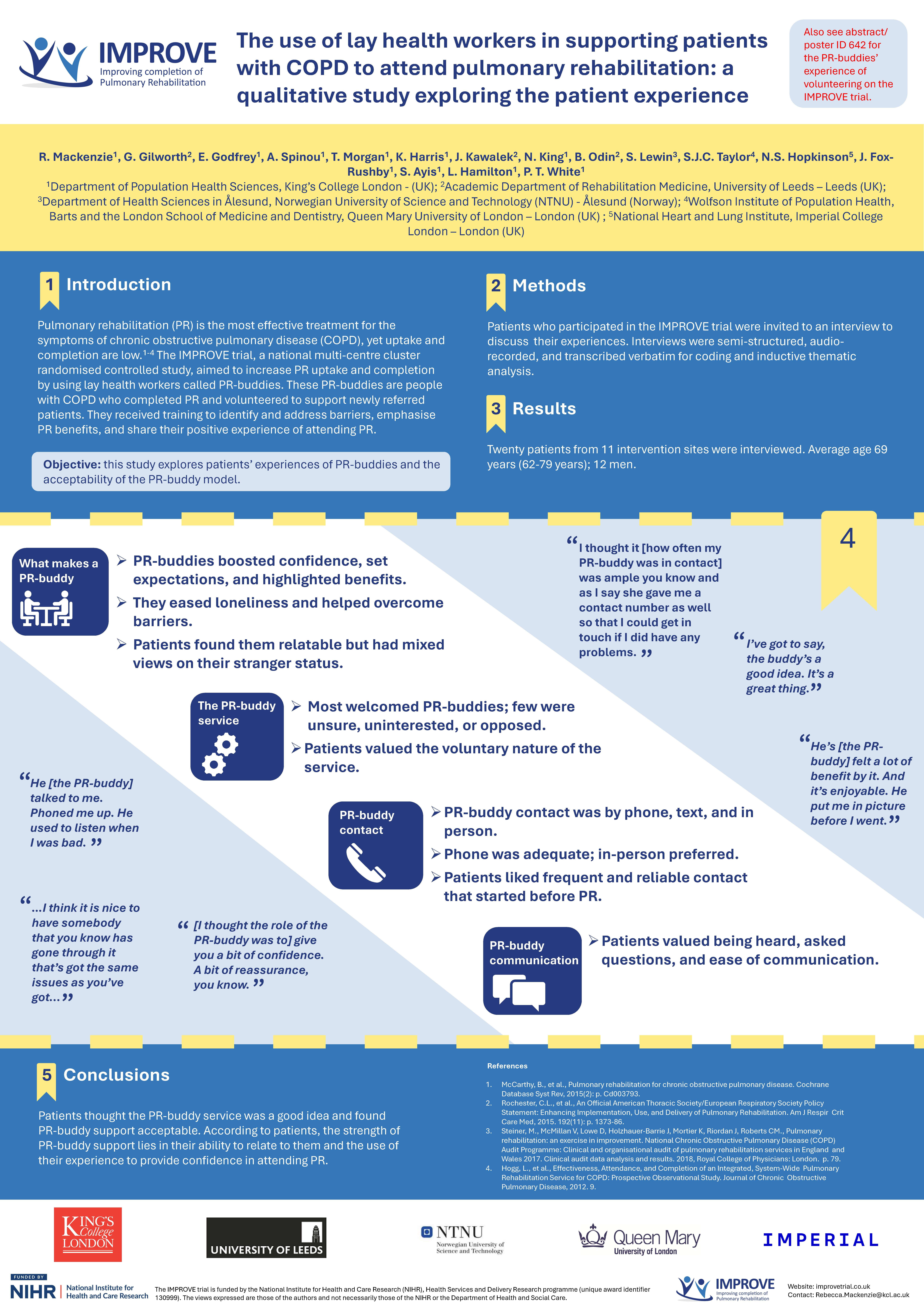 Abstract poster - The use of lay health workers in supporting patients with COPD to attend pulmonary rehabilitation: a qualitative study exploring the patient experience (ID 672)