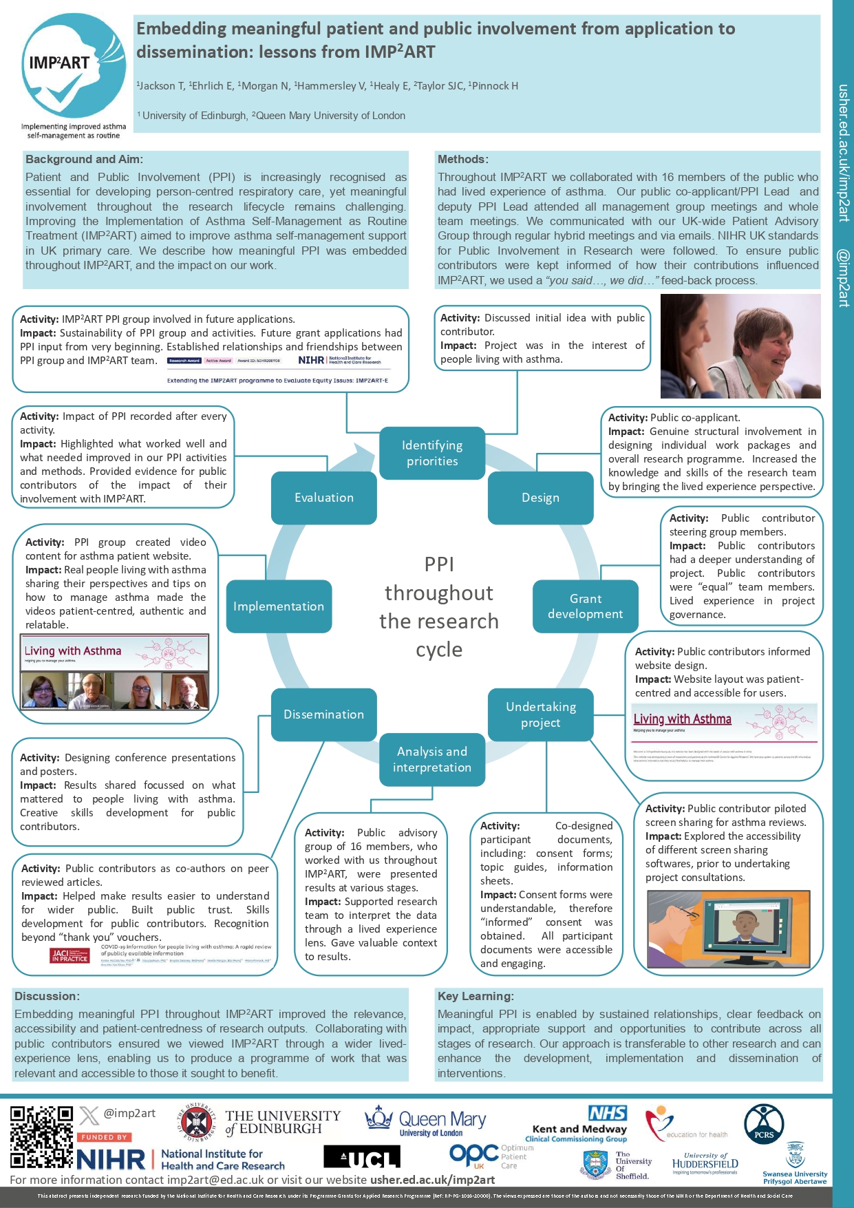 Abstract poster - Embedding meaningful patient and public involvement from application to dissemination: lessons from IMP2ART (ID 810)