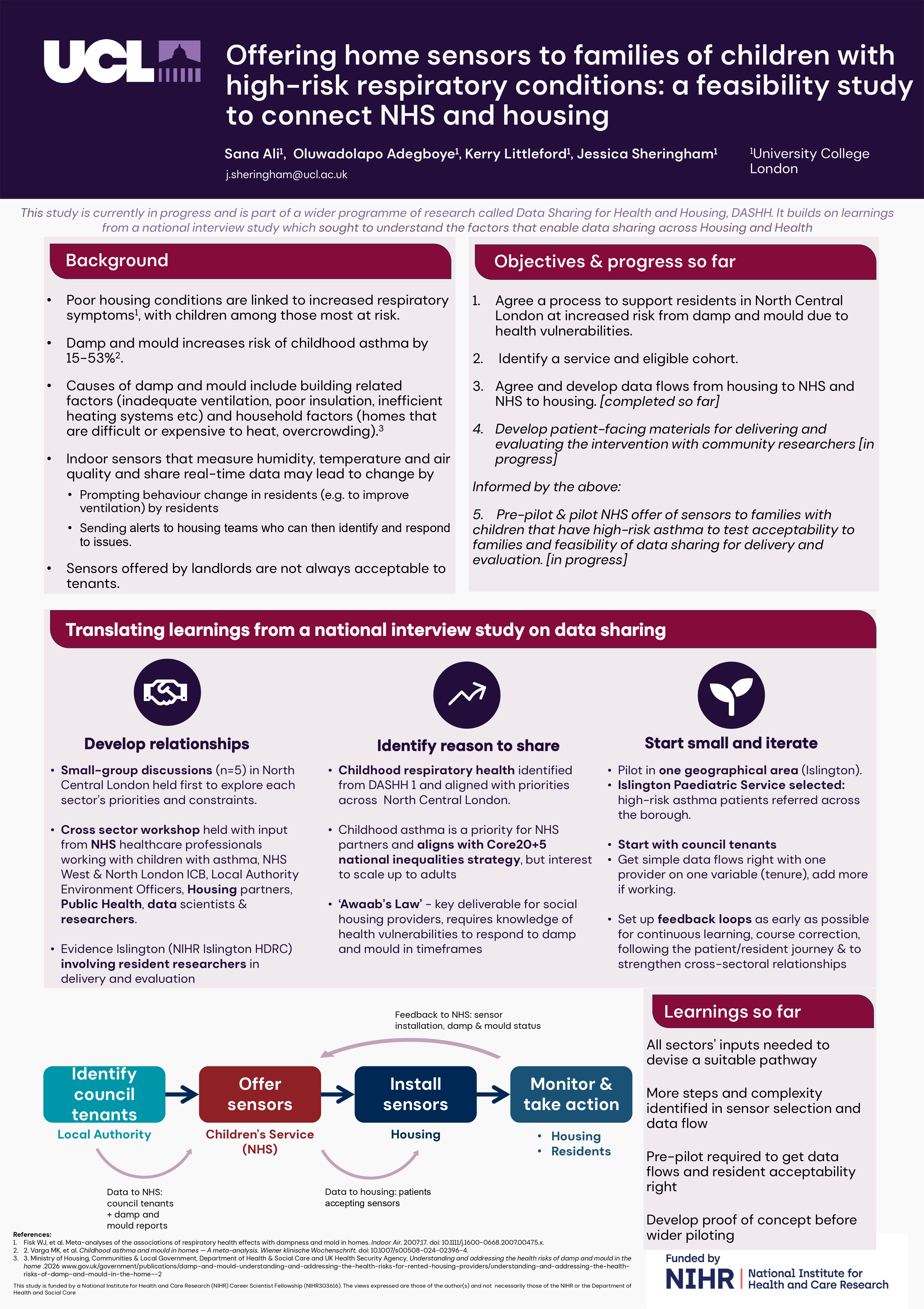 Abstract poster - Offering home sensors to families of children with high-risk respiratory conditions: a feasibility study to connect NHS and housing pathways (ID 836)
