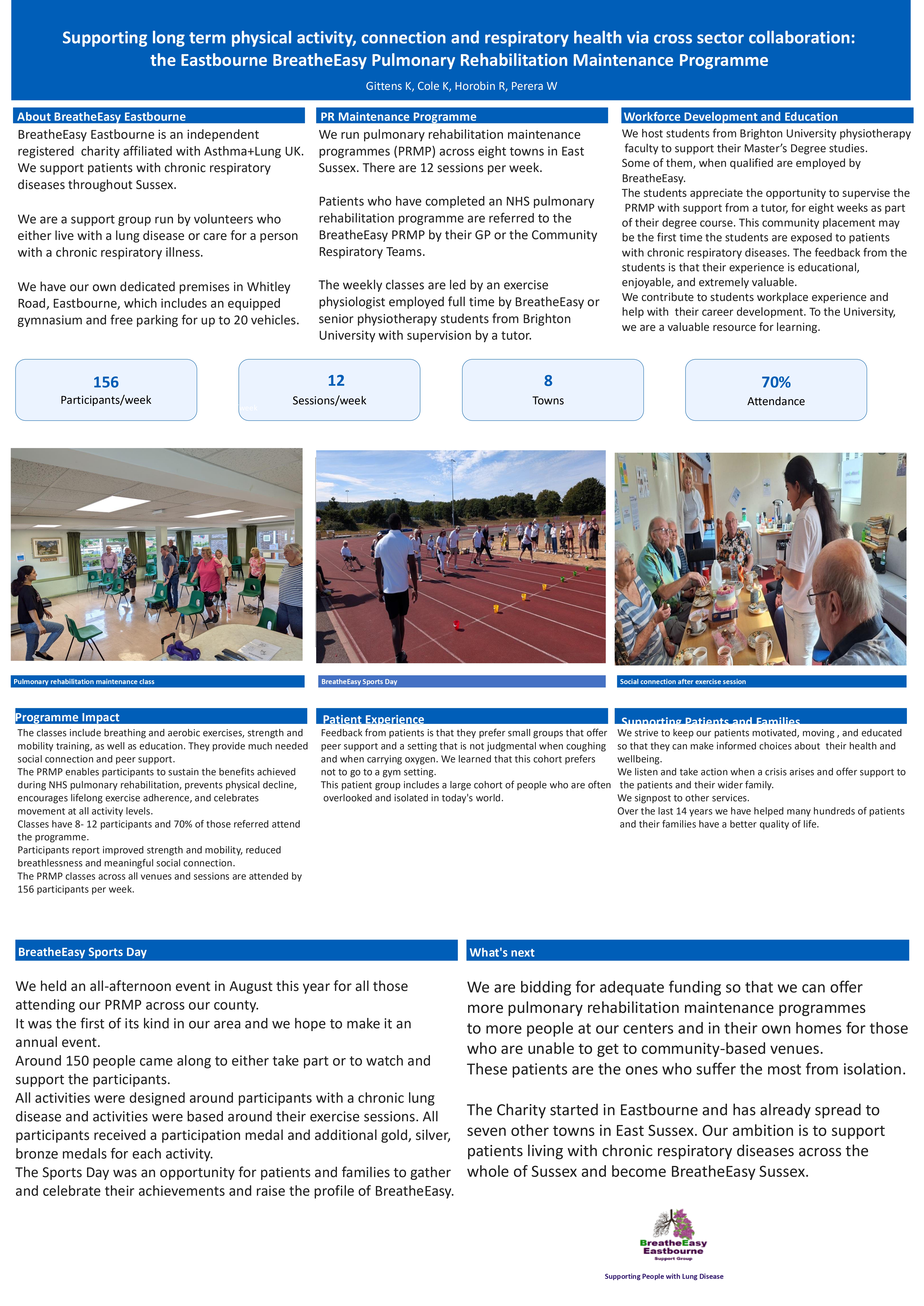 Abstract poster - Supporting long-term physical activity, connection and respiratory health via cross-sector collaboration: the Eastbourne BreatheEasy Pulmonary Rehabilitation Maintenance Programme (ID 859)