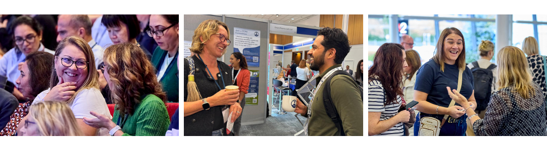 Trio of images of delegates smiling and enjoying PCRS 2025