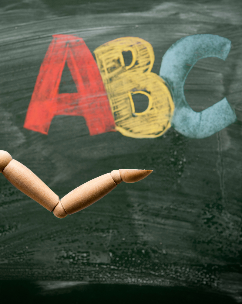 ABC written on a chalk board