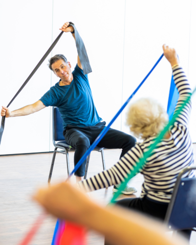 Seated exercises with resistance bands