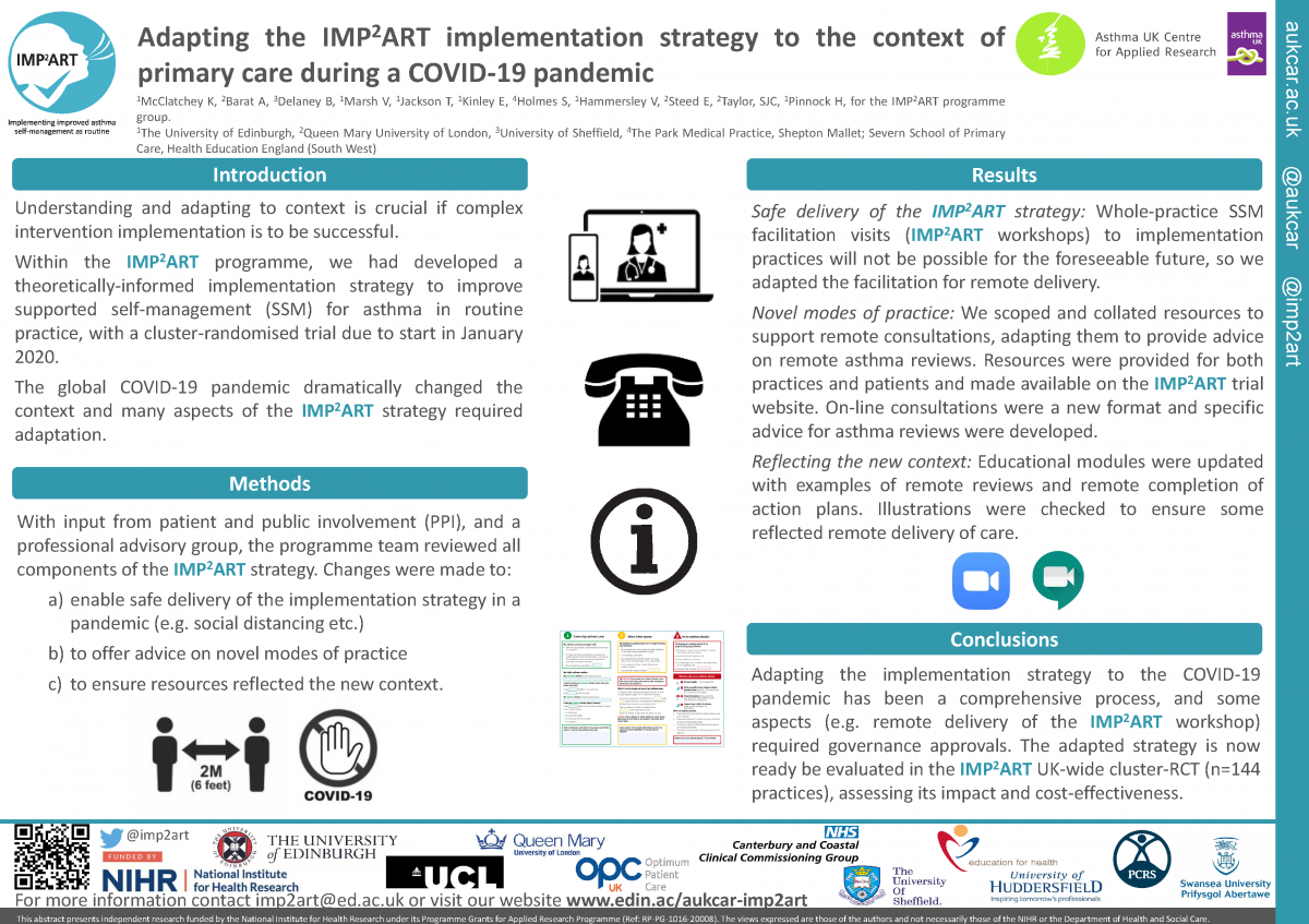 Abstract poster - Adapting the IMP2ART implementation strategy to the context of primary care during a COVID-19 pandemic (ID 292)