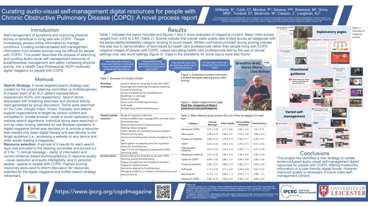 Abstract poster - Curating audio-visual self-management digital resources for people with Chronic Obstructive Pulmonary Disease (COPD): A novel process report (ID 410)